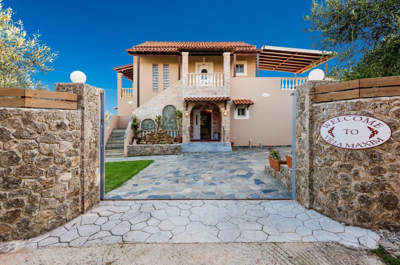 Villa Maxim With Private Pool & Tennis Court Halikounas 外观 照片