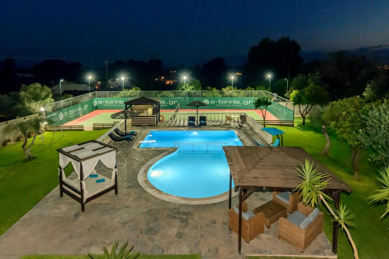 Villa Maxim With Private Pool & Tennis Court Halikounas 外观 照片