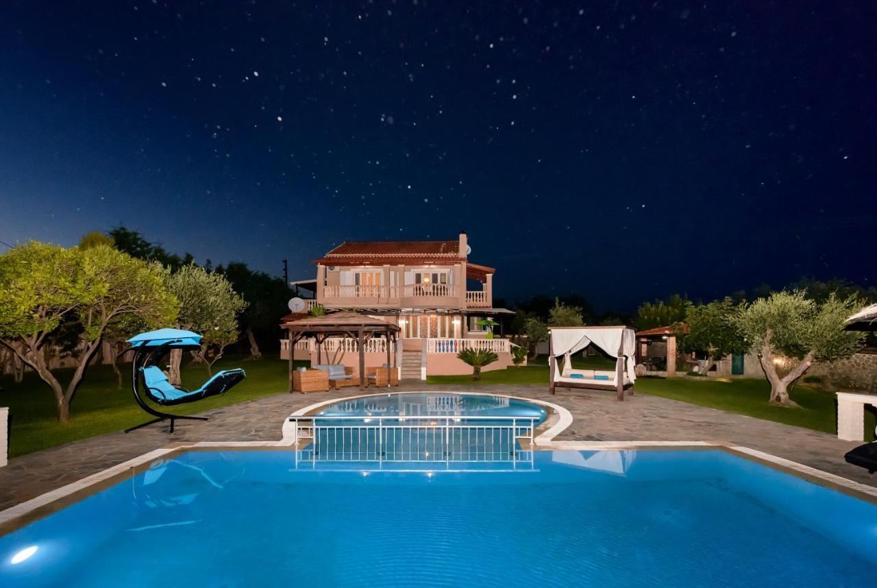 Villa Maxim With Private Pool & Tennis Court Halikounas 外观 照片