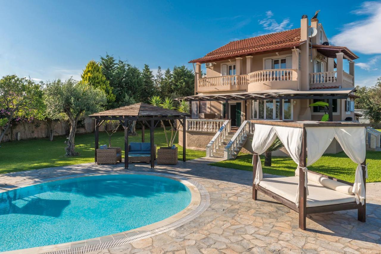 Villa Maxim With Private Pool & Tennis Court Halikounas 外观 照片